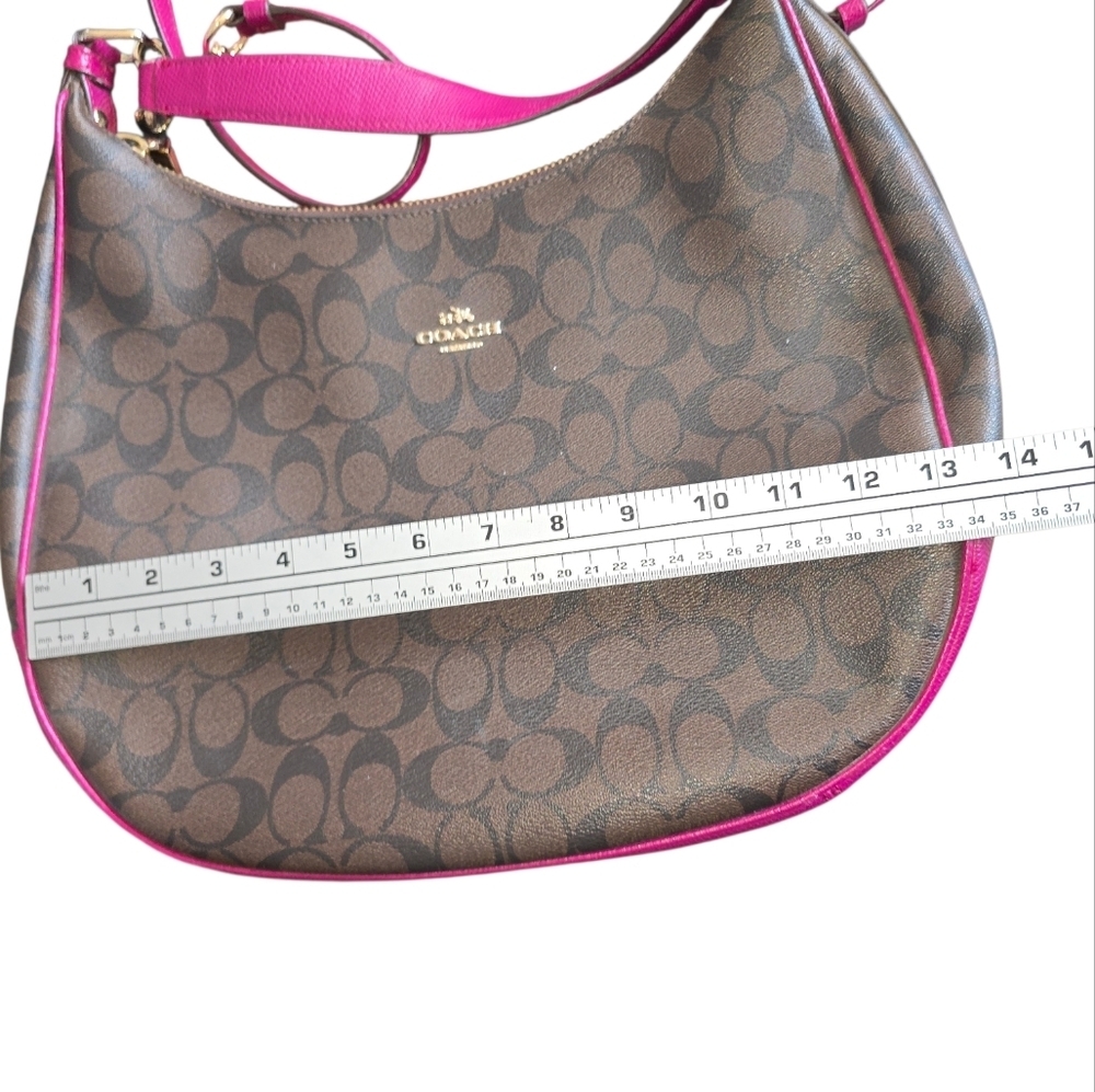 Coach Signature Harley Hobo Brown and Fushia Women's Hand Bag Purse - Picture 8 of 11